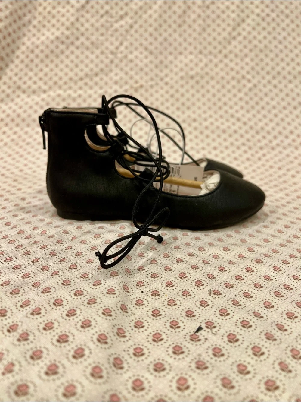 The Children's Place Black Lace-Up Ballet Flats